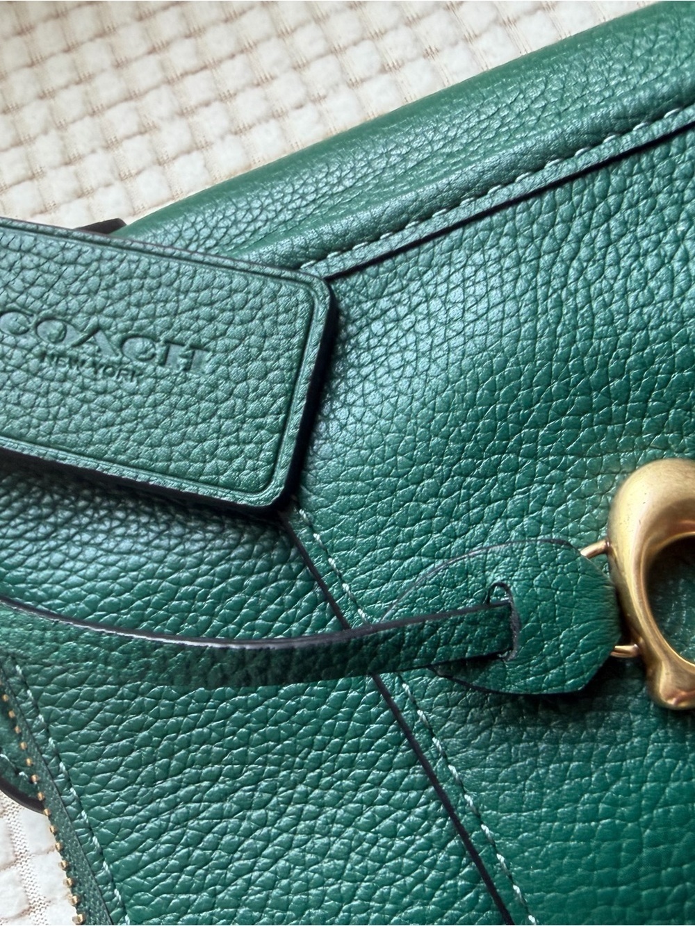 Coach Green Pebble Leather Turnlock Crossbody - Picture 7 of 9